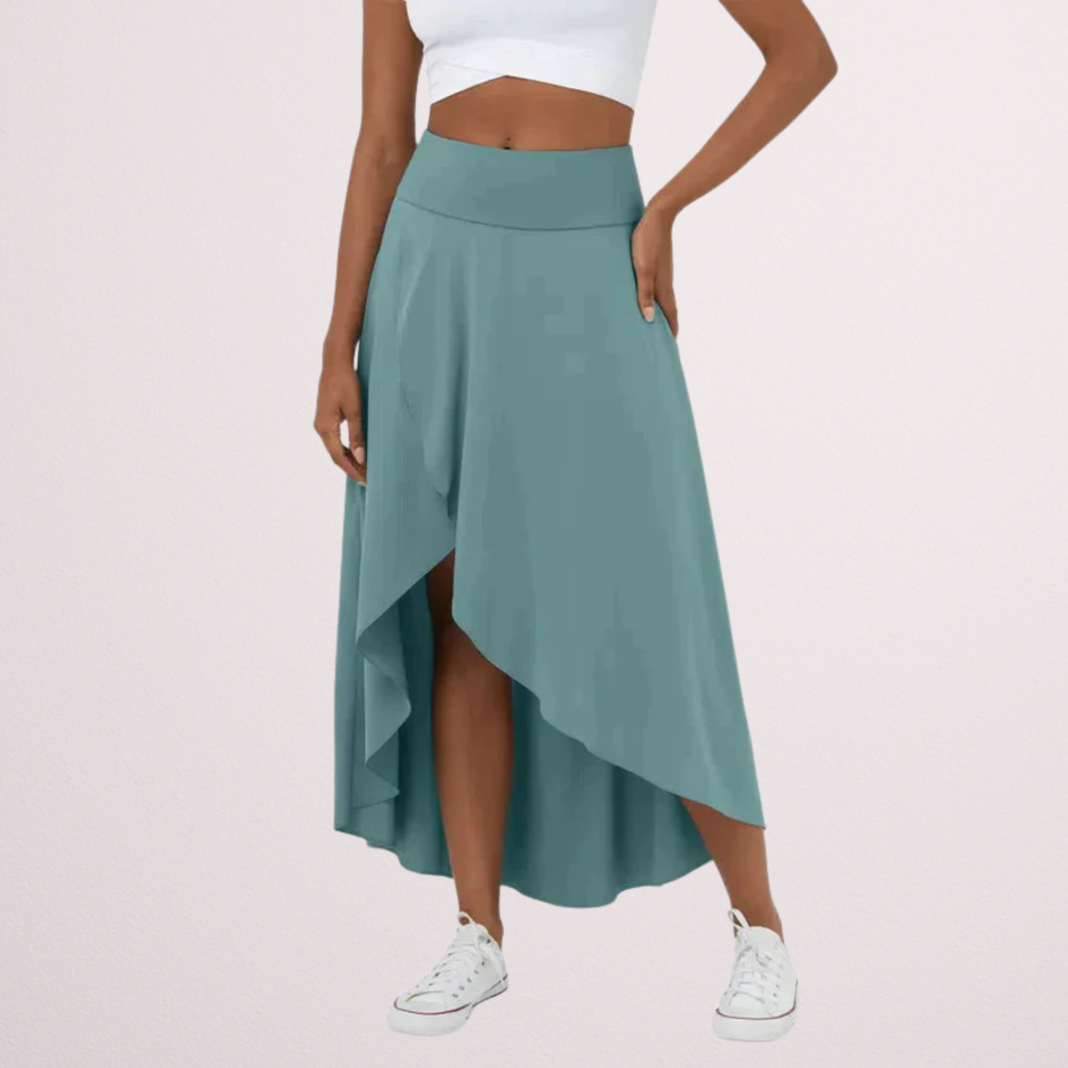 Fara | Καθημερινή μίντι φούστα με ψηλή μέση και χαμηλό ρυτιδωτό στρίφωμα